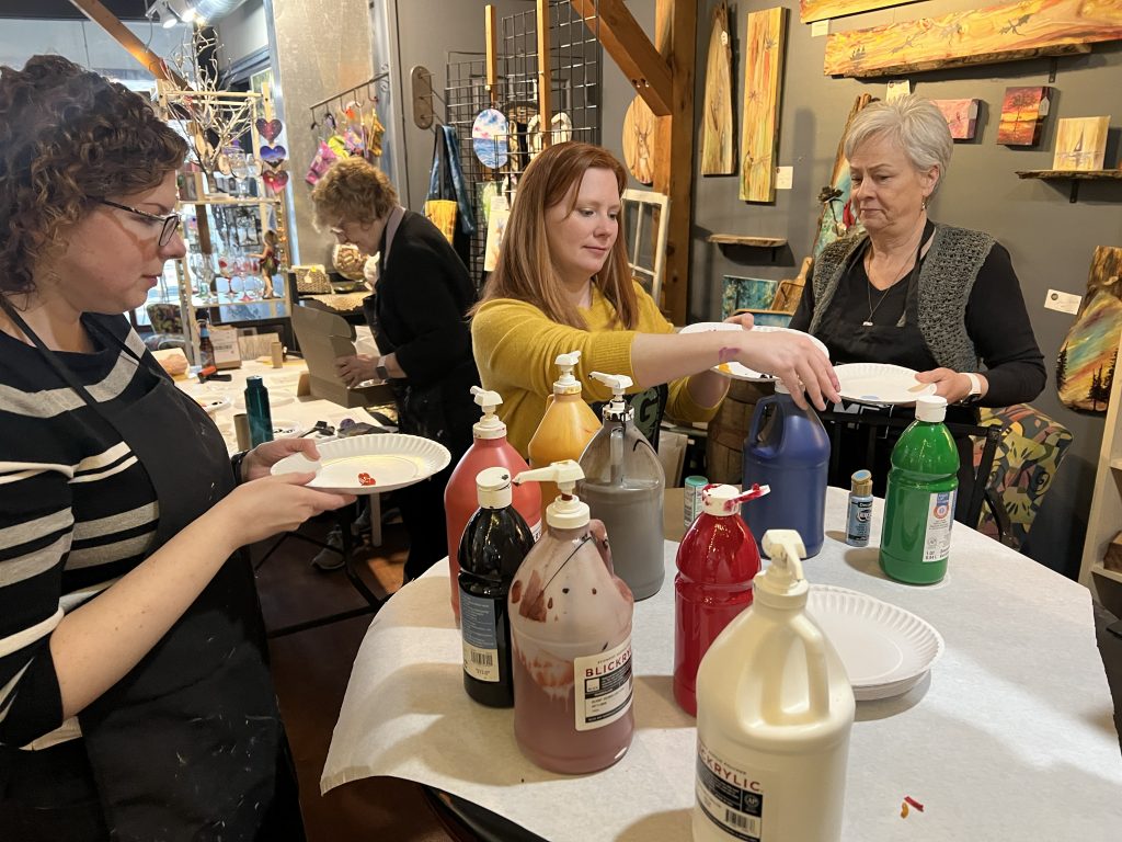 Photo of the Gelli Print workshop AGMF meeting.